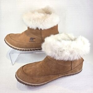 Sorel Suede Ankle Boots Women's 9 Brown Shearling Lined Winter Outdoors Cozy